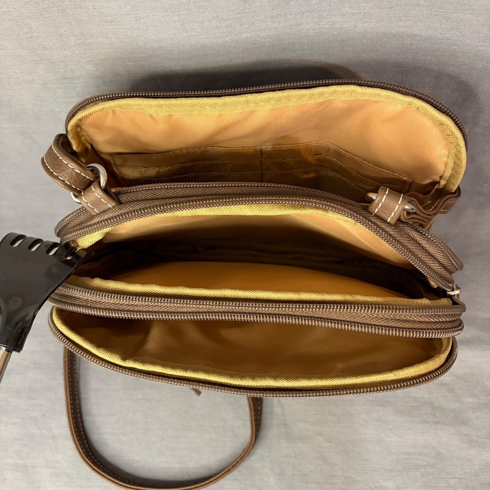 Multisac Multi Compartment Zippy Crossbody Purse Bag Valencia Floral Brown - Picture 10 of 16